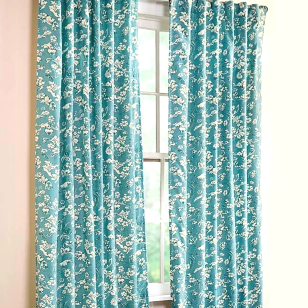 NWT Plow & Hearth Homespun Insulated Curtain Floral Damask Rod-Pocket 42"W x 63"